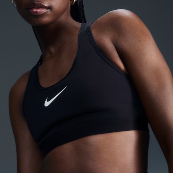 Nike Dri-Fit Swoosh women's black racerback sports bra medium support szS NWT - Picture 1 of 6